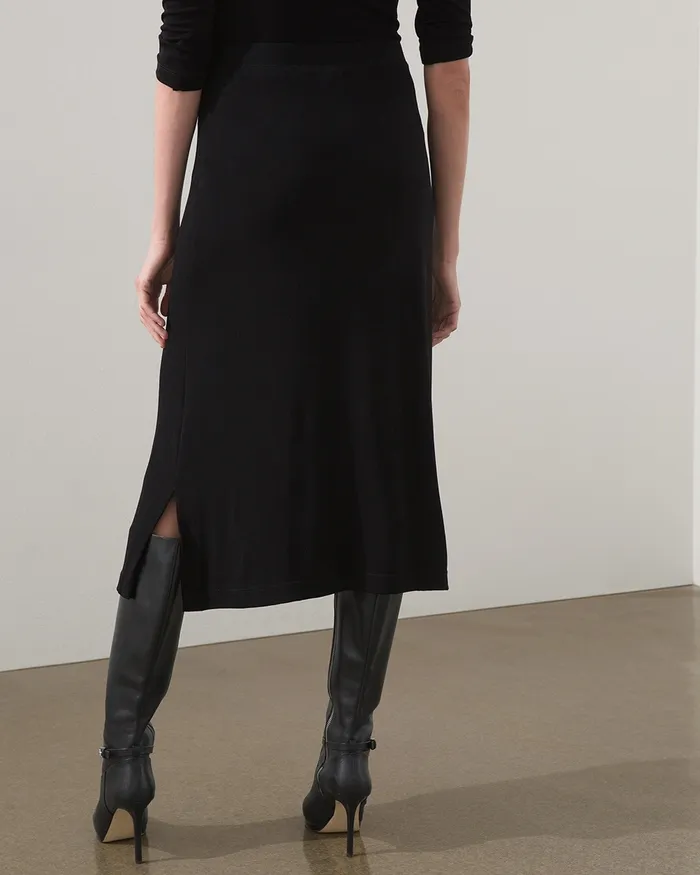 Chico039s Travelers Midi Skirt Travelers Black Women Dresses and Skirts