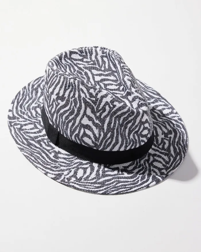 Chico039s Zebra Print Fedora BlackAlabaster Women Hats