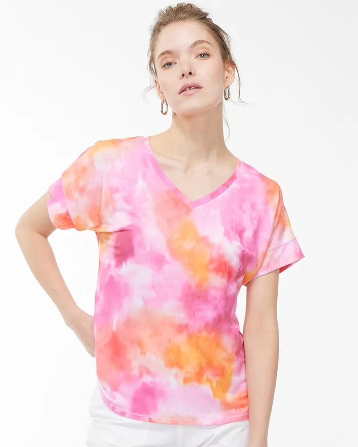 Chico039s Zenergy Drop Shoulder Tee Bahamian Pink Women Tees