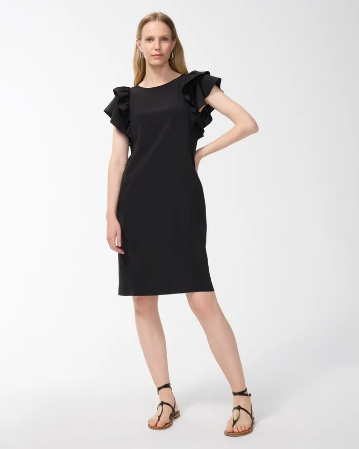 Chico039s Zenergy UPF Neema Drama Sleeve Dress Black Women Activewear