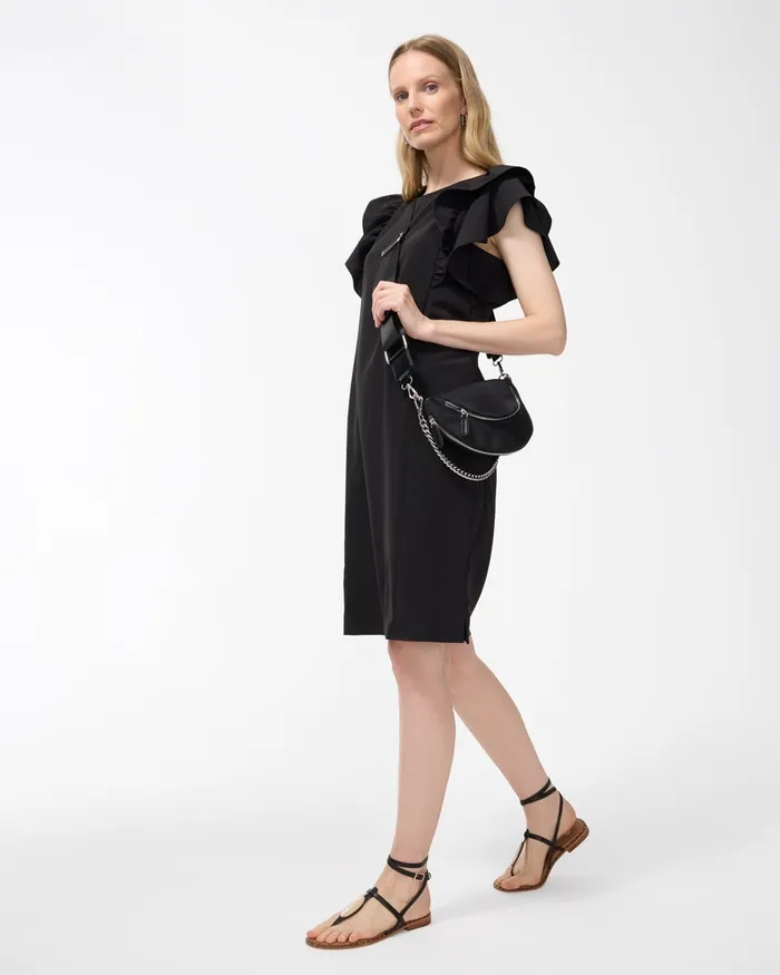 Chico039s Zenergy UPF Neema Drama Sleeve Dress Black Women Activewear