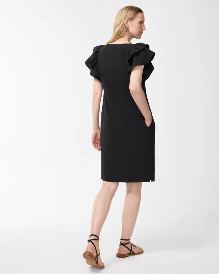 Chico039s Zenergy UPF Neema Drama Sleeve Dress Black Women Activewear