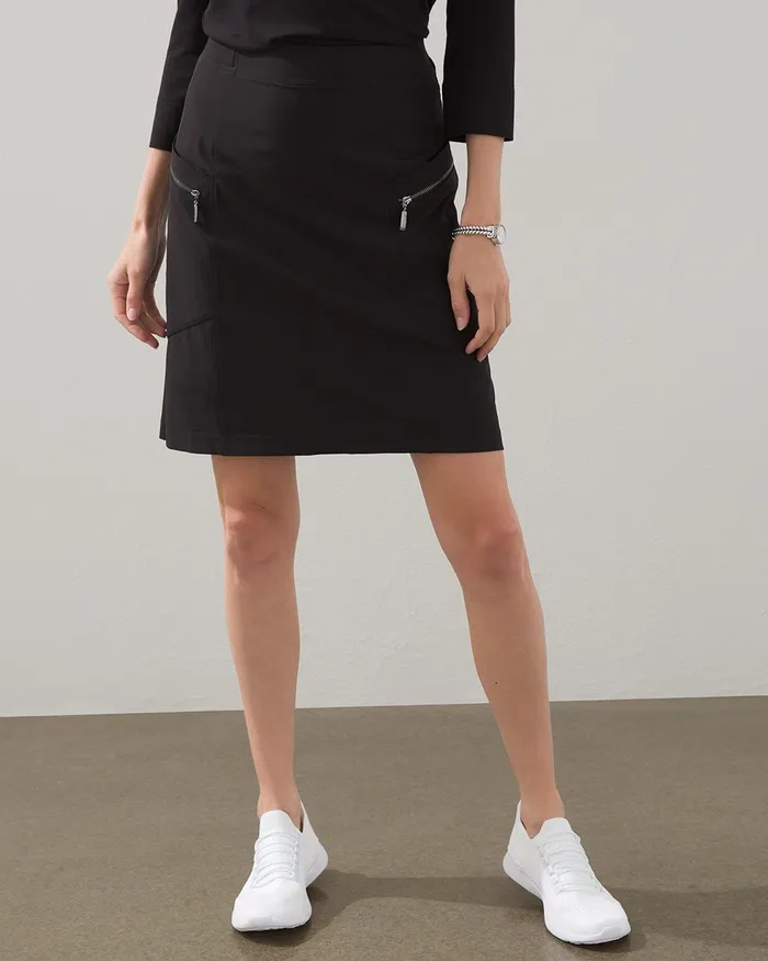 Chico039s Zenergy UPF Neema RibMix Skort Black Women Pants