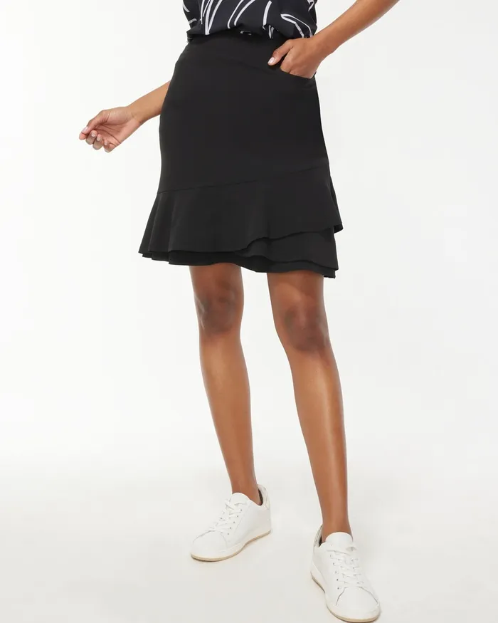 Chico039s Zenergy UPF Neema Tulip Layered Skort Black Women Dresses and Skirts