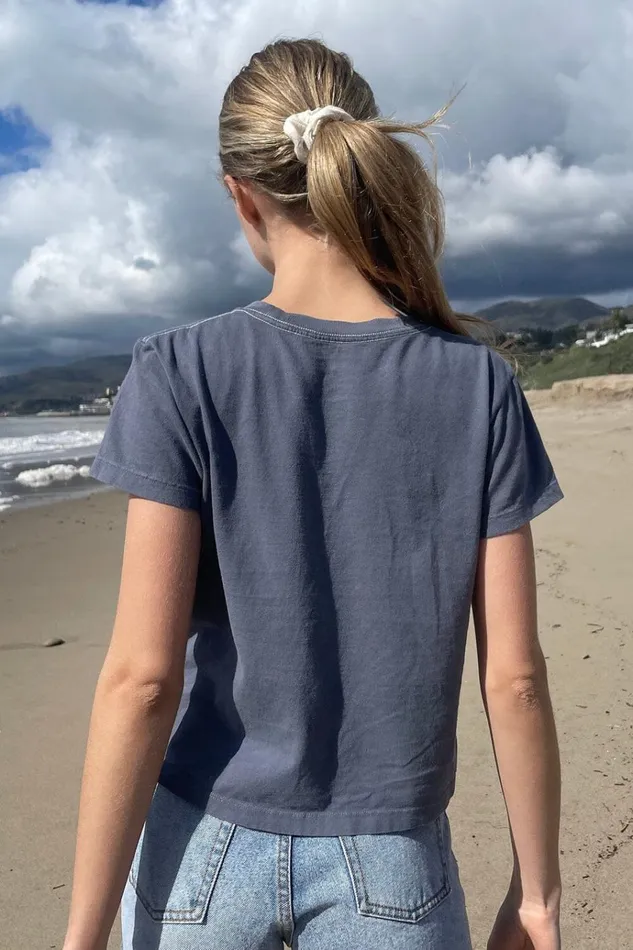 Chloe Newport Top Faded Navy Blue Women Brandy Melville Graphics