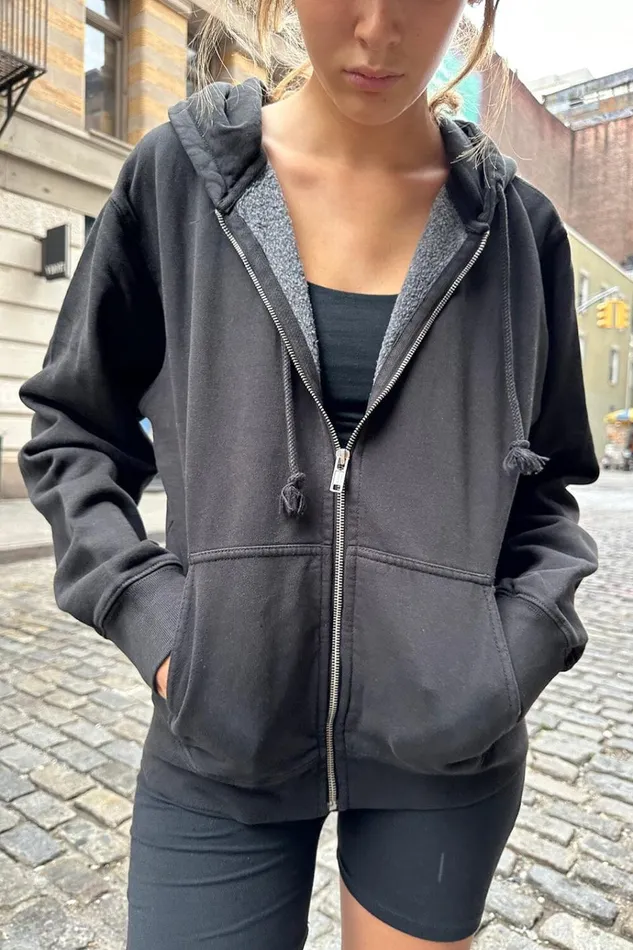 Christy Hoodie Black Women Brandy Melville Sweatpants and Sweatshirts