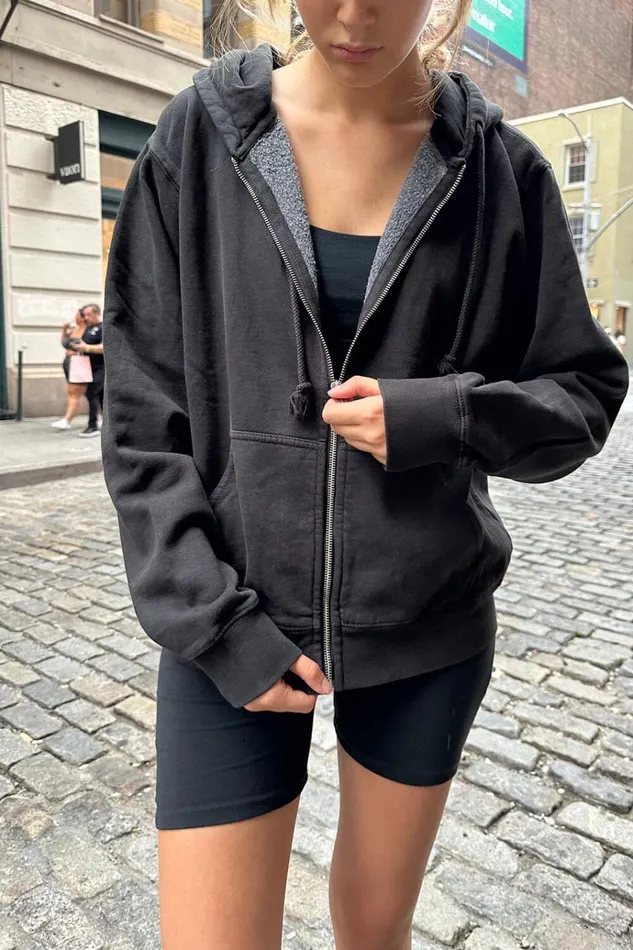 Christy Hoodie Black Women Brandy Melville Sweatpants and Sweatshirts