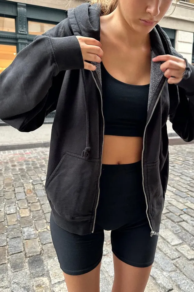 Christy Hoodie Black Women Brandy Melville Sweatpants and Sweatshirts