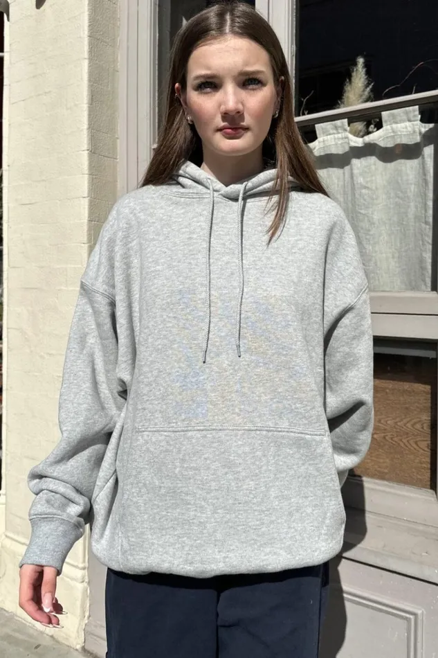 Christy Hoodie Heather Grey Women Brandy Melville Sweatpants and Sweatshirts