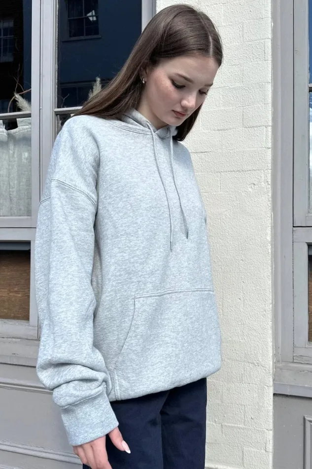 Christy Hoodie Heather Grey Women Brandy Melville Sweatpants and Sweatshirts