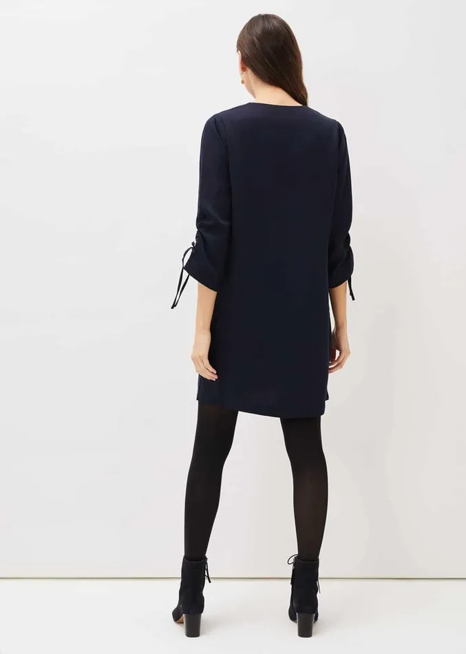Cieara Tie Detail Sleeve Tunic Dress Navy Women Phase Eight Dresses