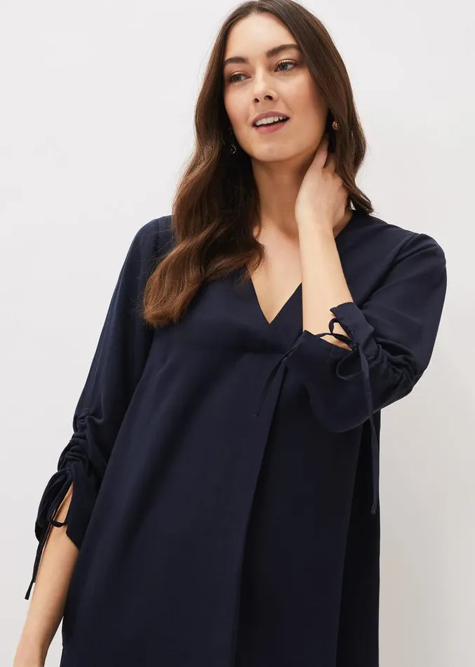 Cieara Tie Detail Sleeve Tunic Dress Navy Women Phase Eight Dresses