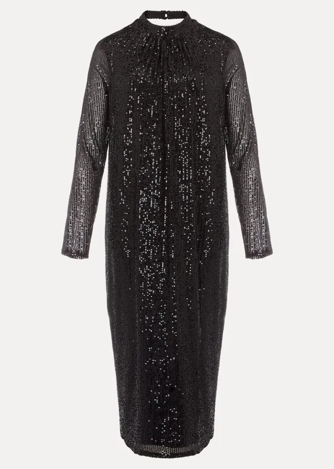 Cindy Black Sequin Midi Dress Black Women Phase Eight Dresses