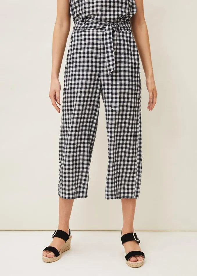 Clea Gingham Culottes Navyivory Women Phase Eight Trousers