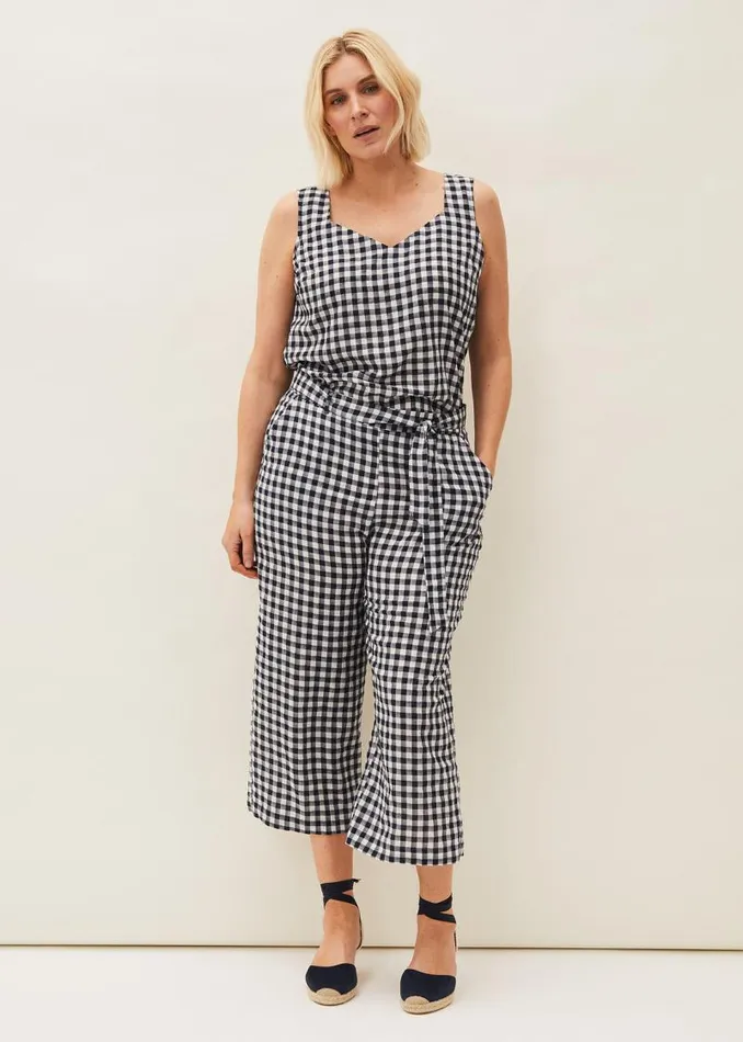 Clea Gingham Culottes Navyivory Women Phase Eight Trousers