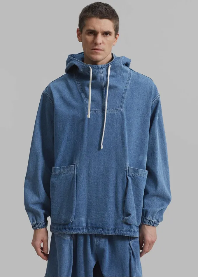 Clothing Men The Frankie Shop Cliff Denim Hoodie 8211 Worn Wash