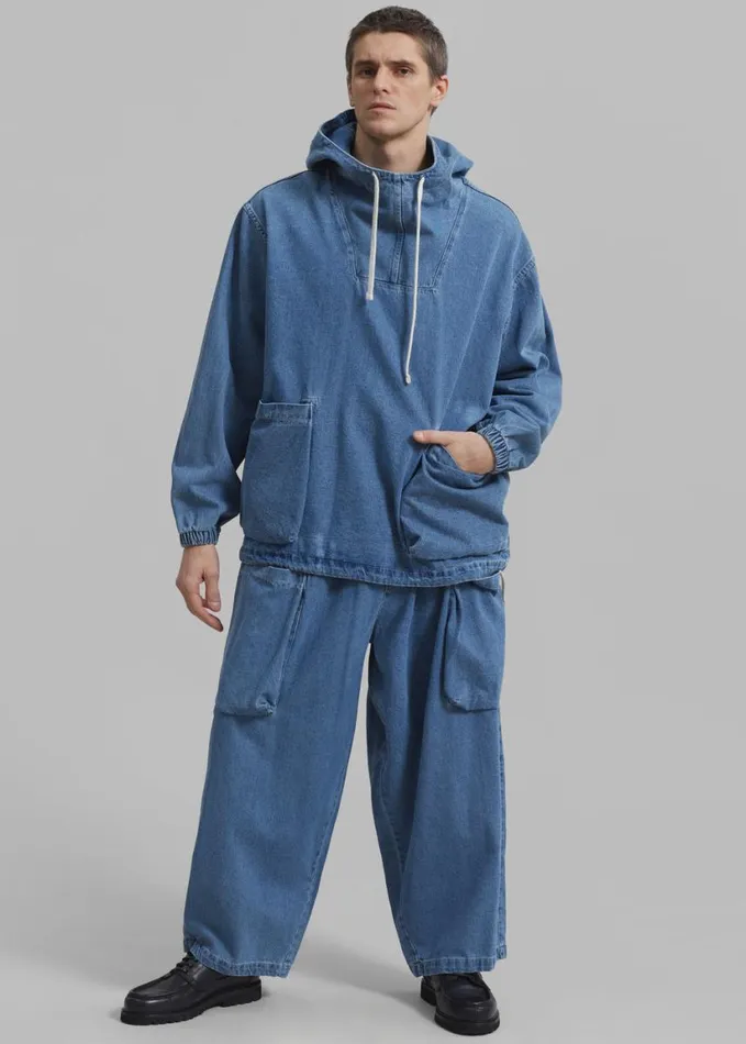Clothing Men The Frankie Shop Cliff Denim Hoodie 8211 Worn Wash