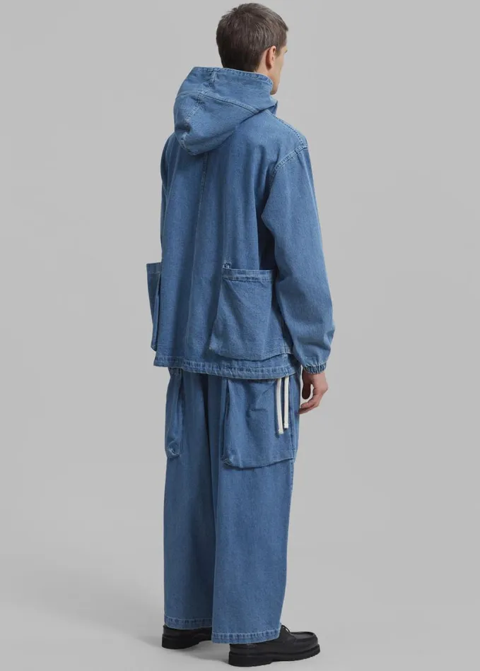 Clothing Men The Frankie Shop Cliff Denim Hoodie 8211 Worn Wash