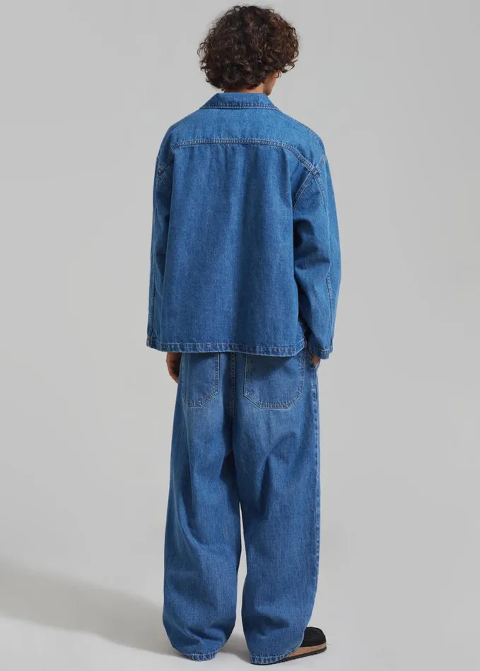 Clothing Men The Frankie Shop Ray Popover Denim Shirt 8211 Medium Wash