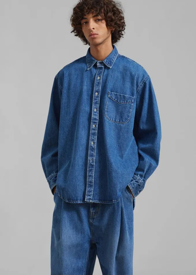 Clothing Men The Frankie Shop Sinclair Denim Shirt 8211 Medium Wash