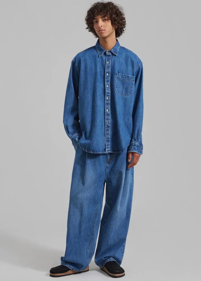 Clothing Men The Frankie Shop Sinclair Denim Shirt 8211 Medium Wash