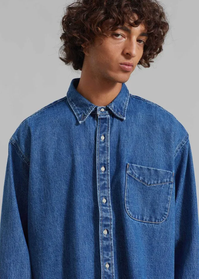 Clothing Men The Frankie Shop Sinclair Denim Shirt 8211 Medium Wash