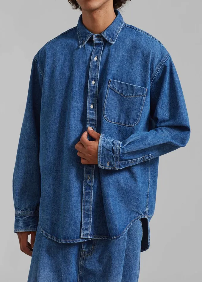 Clothing Men The Frankie Shop Sinclair Denim Shirt 8211 Medium Wash