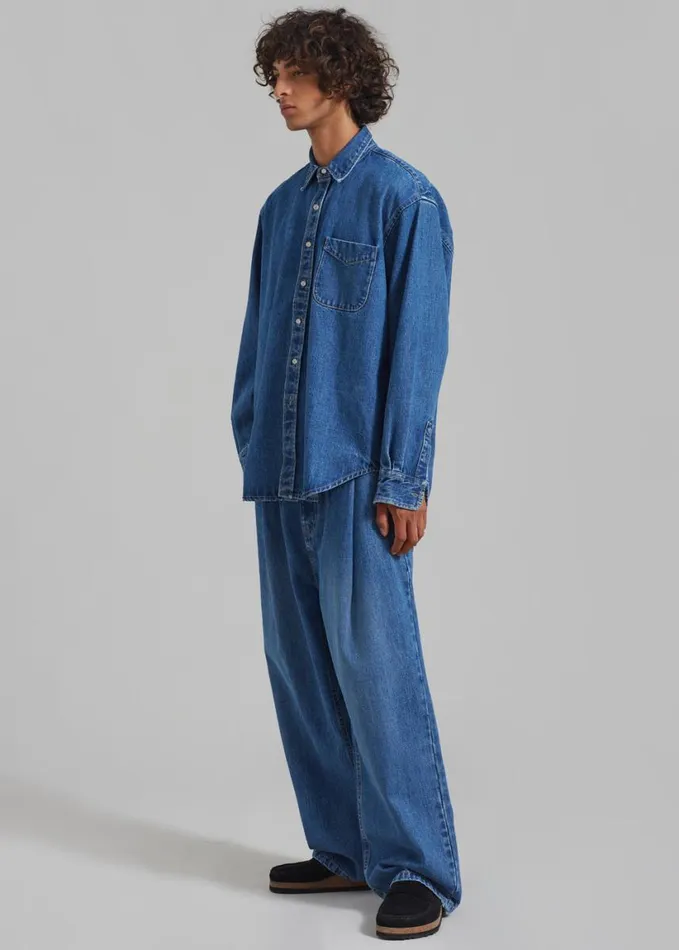 Clothing Men The Frankie Shop Sinclair Denim Shirt 8211 Medium Wash