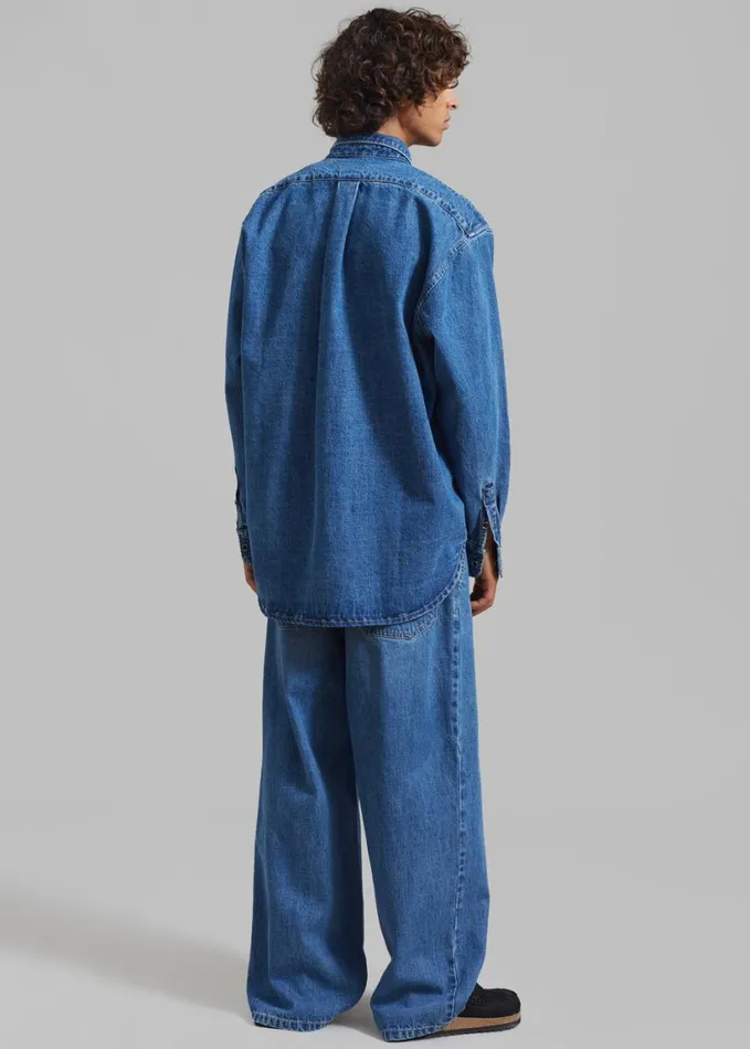 Clothing Men The Frankie Shop Sinclair Denim Shirt 8211 Medium Wash