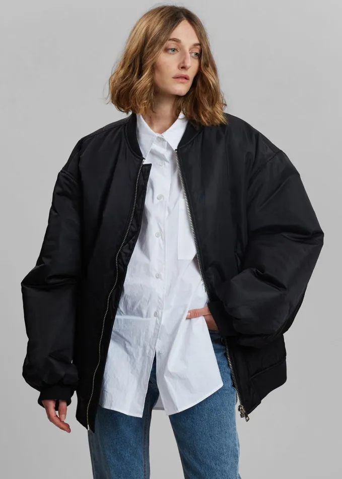 Clothing WomenMen The Frankie Shop Astra Bomber Jacket 8211 Black