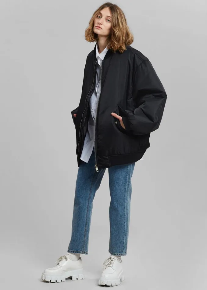 Clothing WomenMen The Frankie Shop Astra Bomber Jacket 8211 Black