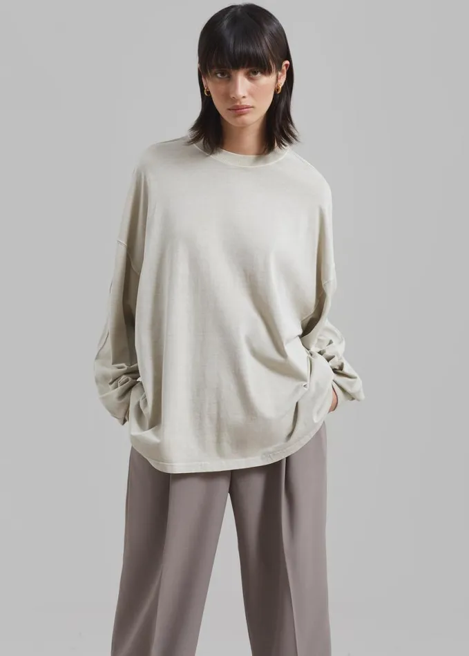 Clothing WomenMen The Frankie Shop Collins Long Sleeve Tee 8211 Beige