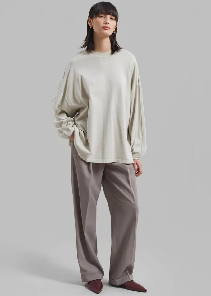 Clothing WomenMen The Frankie Shop Collins Long Sleeve Tee 8211 Beige