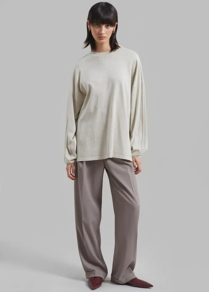 Clothing WomenMen The Frankie Shop Collins Long Sleeve Tee 8211 Beige