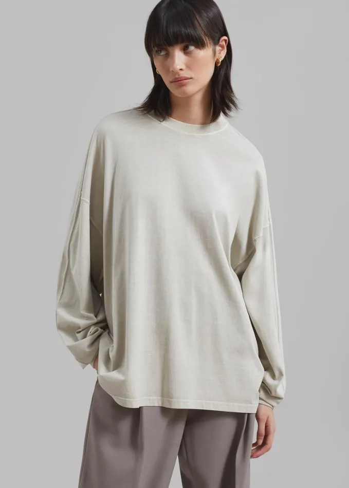 Clothing WomenMen The Frankie Shop Collins Long Sleeve Tee 8211 Beige