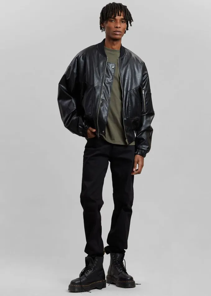 Clothing WomenMen The Frankie Shop Hane Faux Leather Bomber 8211 Black