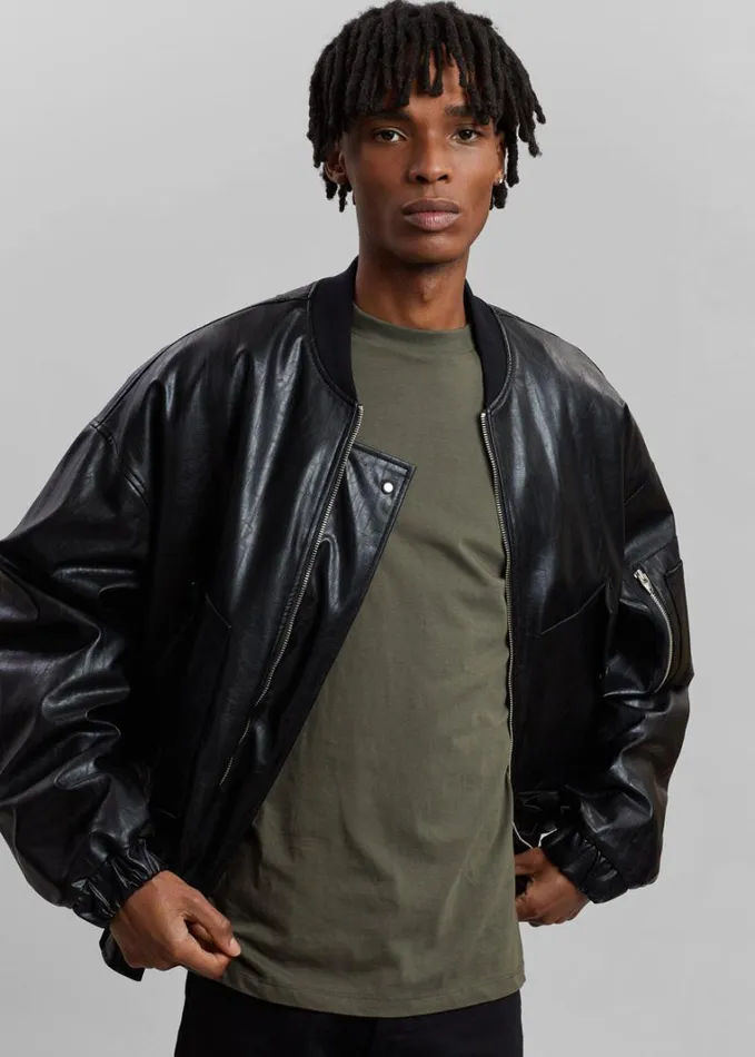 Clothing WomenMen The Frankie Shop Hane Faux Leather Bomber 8211 Black