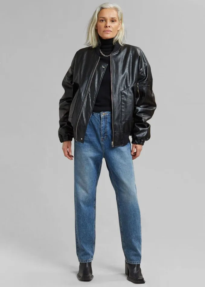 Clothing WomenMen The Frankie Shop Hane Faux Leather Bomber 8211 Black