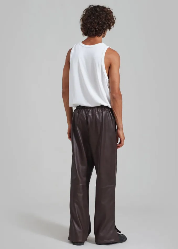 Clothing WomenMen The Frankie Shop Kevin Leather Trousers 8211 Brown