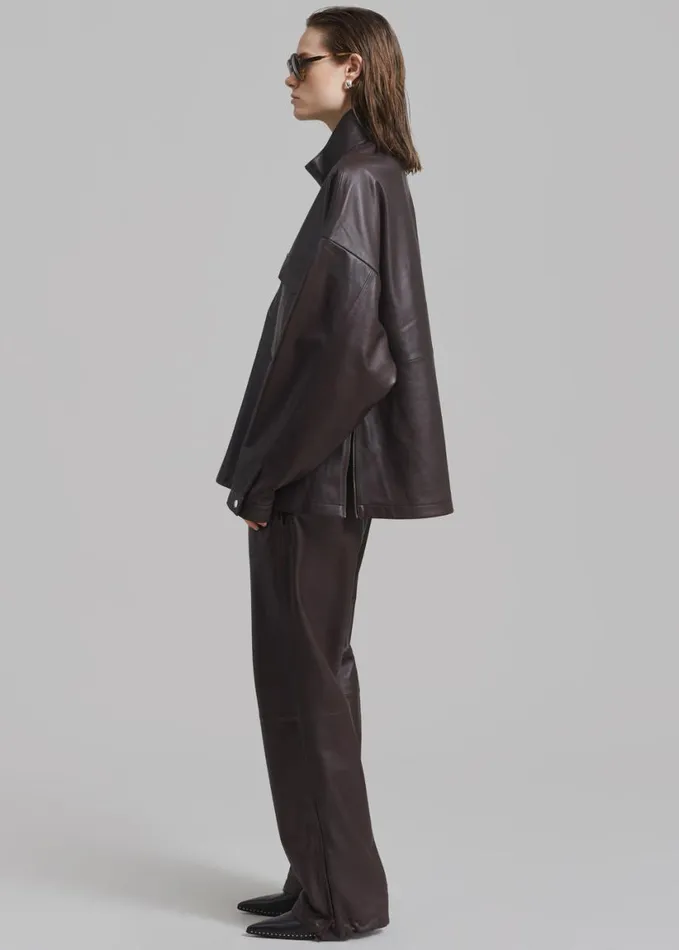 Clothing WomenMen The Frankie Shop Kevin Leather Trousers 8211 Brown
