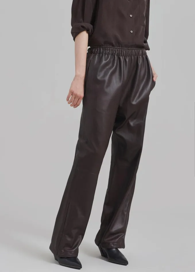Clothing WomenMen The Frankie Shop Kevin Leather Trousers 8211 Brown