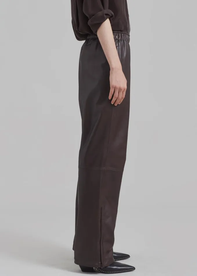 Clothing WomenMen The Frankie Shop Kevin Leather Trousers 8211 Brown