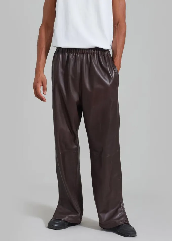 Clothing WomenMen The Frankie Shop Kevin Leather Trousers 8211 Brown