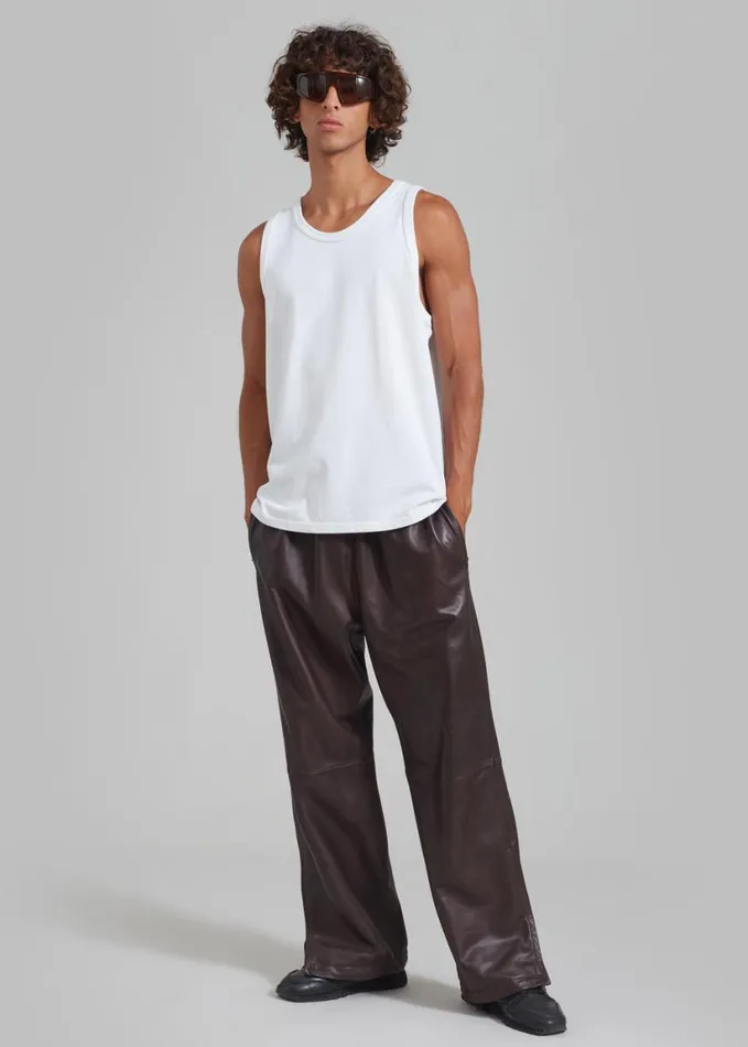 Clothing WomenMen The Frankie Shop Kevin Leather Trousers 8211 Brown