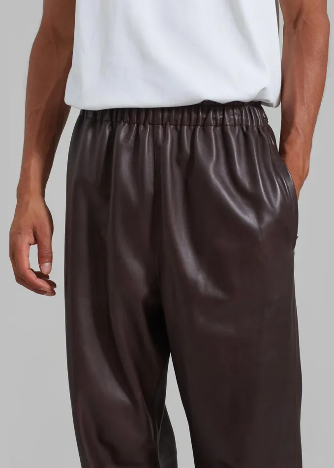 Clothing WomenMen The Frankie Shop Kevin Leather Trousers 8211 Brown