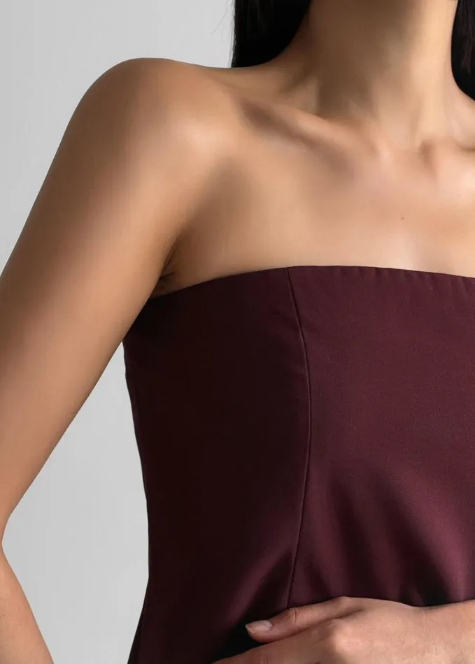 Clothing Women The Frankie Shop Abbie Strapless Top 8211 Burgundy