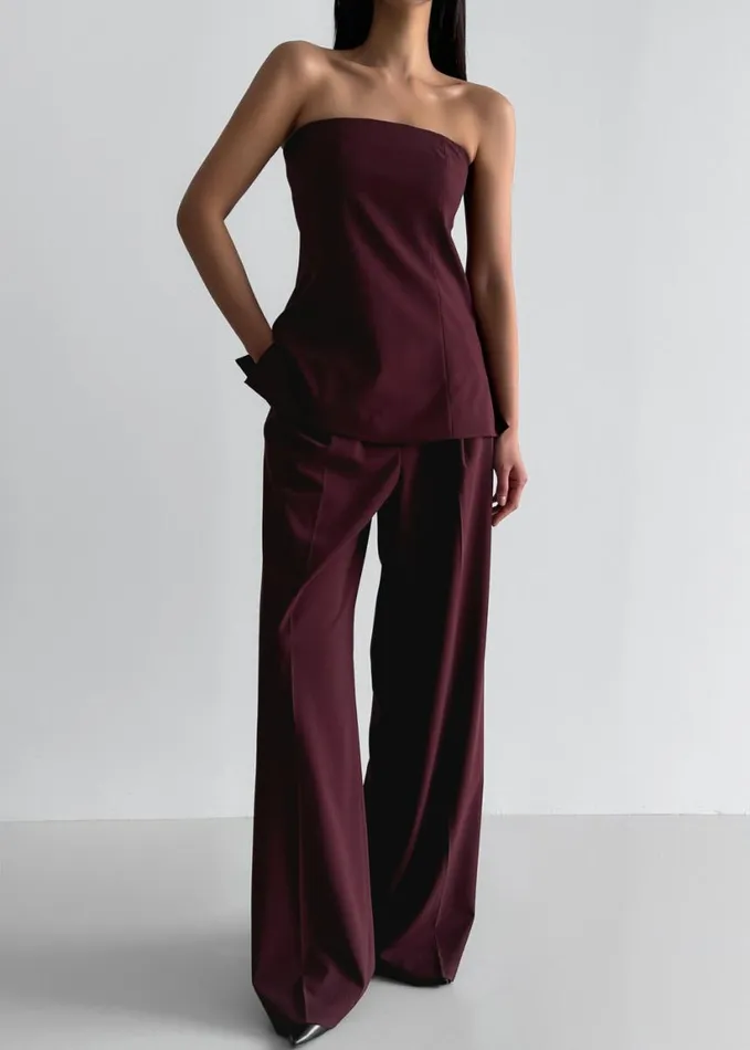 Clothing Women The Frankie Shop Abbie Trousers 8211 Burgundy