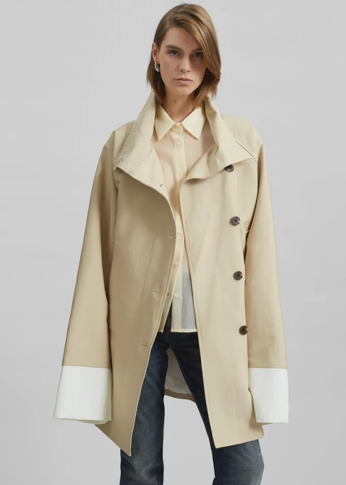 Clothing Women The Frankie Shop Alberta Short Trench 8211 Beige