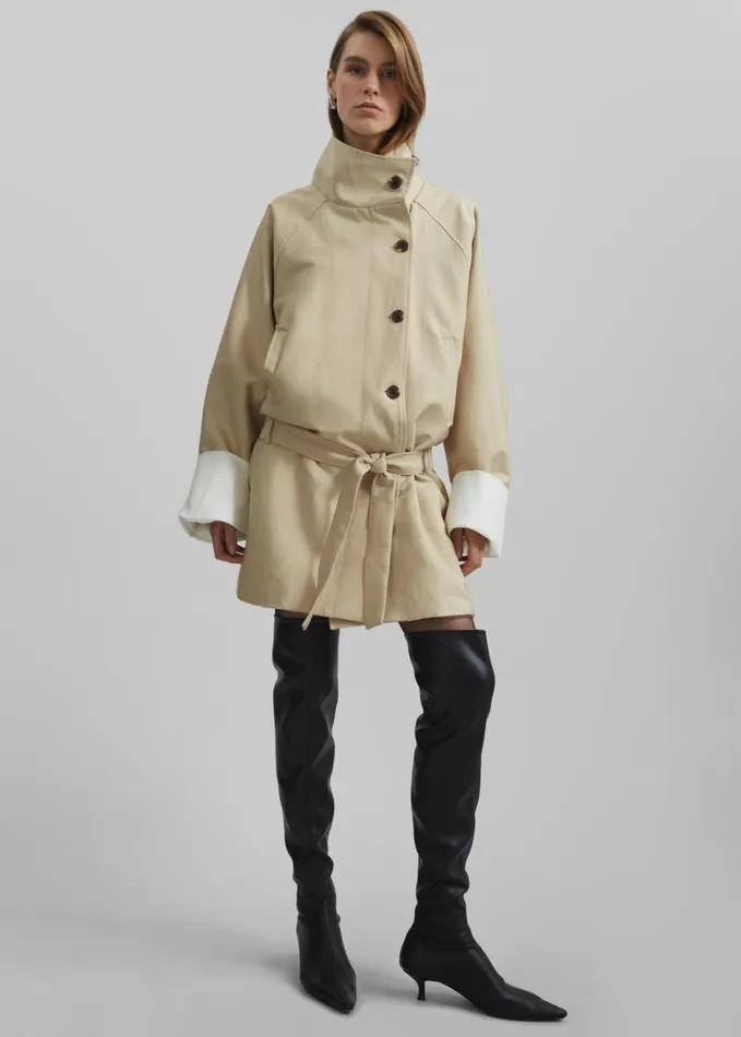 Clothing Women The Frankie Shop Alberta Short Trench 8211 Beige