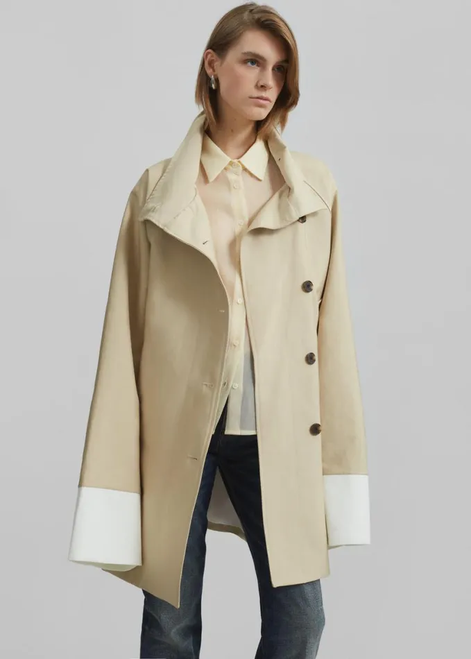 Clothing Women The Frankie Shop Alberta Short Trench 8211 Beige